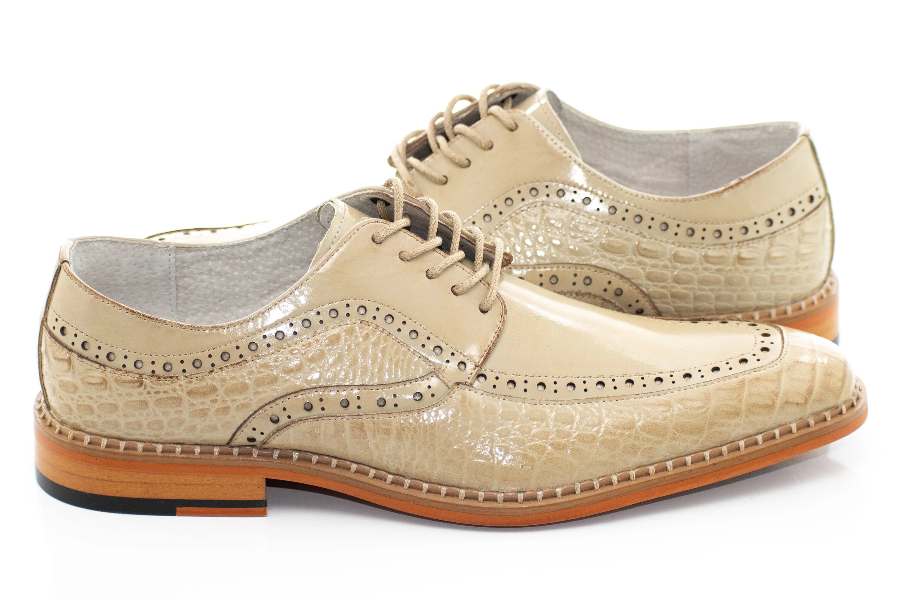 Leather Apron-Toe Alligator Derby Dress Shoes
