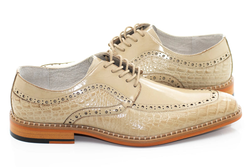 Leather Apron-Toe Alligator Derby Dress Shoes