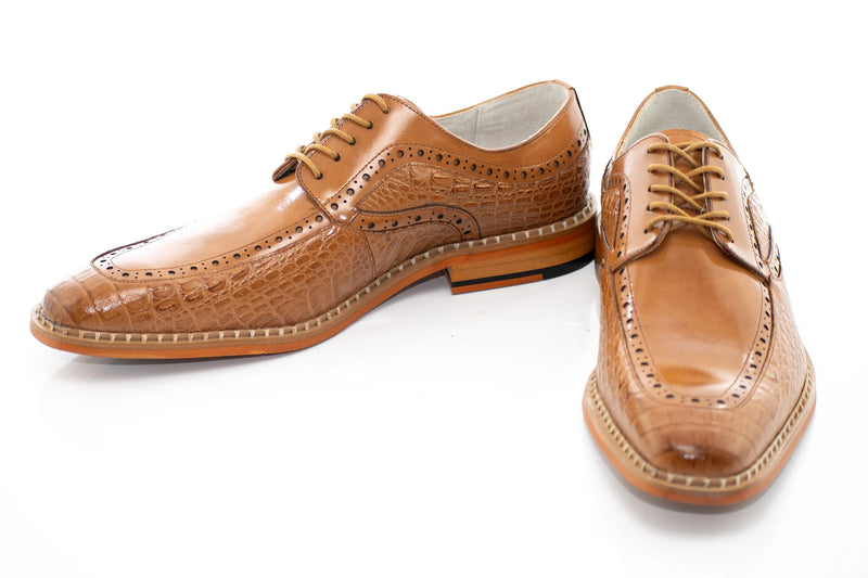 Leather Apron-Toe Alligator Derby Dress Shoes