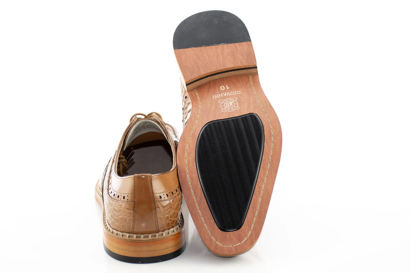 Leather Apron-Toe Alligator Derby Dress Shoes