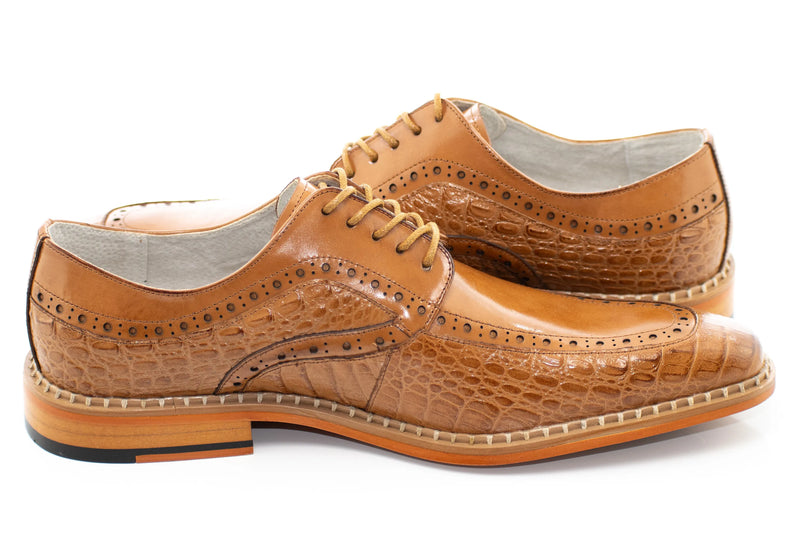 Leather Apron-Toe Alligator Derby Dress Shoes