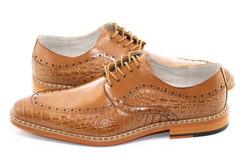 Leather Apron-Toe Alligator Derby Dress Shoes