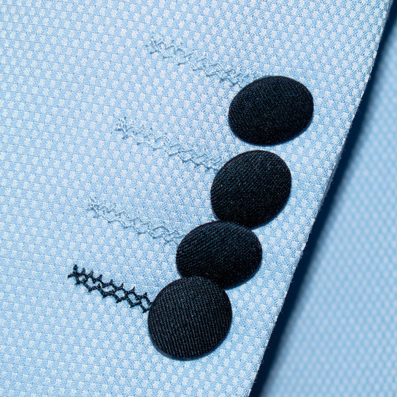 Light Blue Fretted 3-Piece Slim-Fit Tuxedo