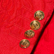 Red Floral 3-Piece Slim-Fit Tuxedo with Mandarin Collar