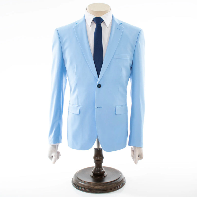 Men's Light Blue Slim-Fit Suit With Notch Lapels