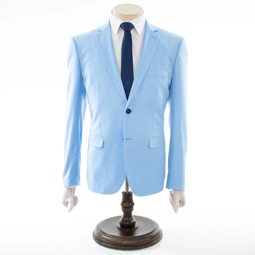 Men's Light Blue Slim-Fit Suit With Notch Lapels