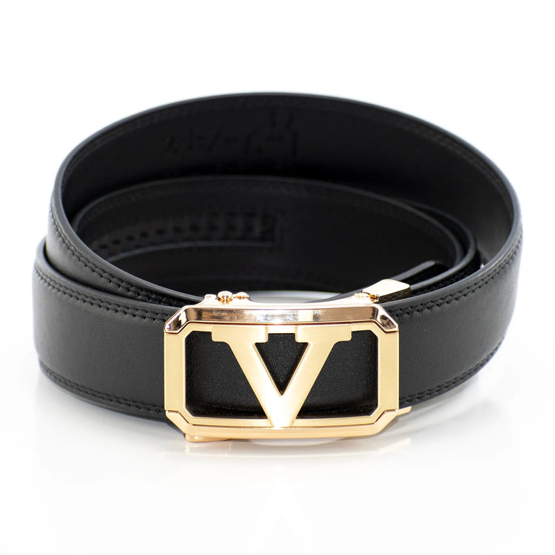 Gold Monogram V Belt Buckle