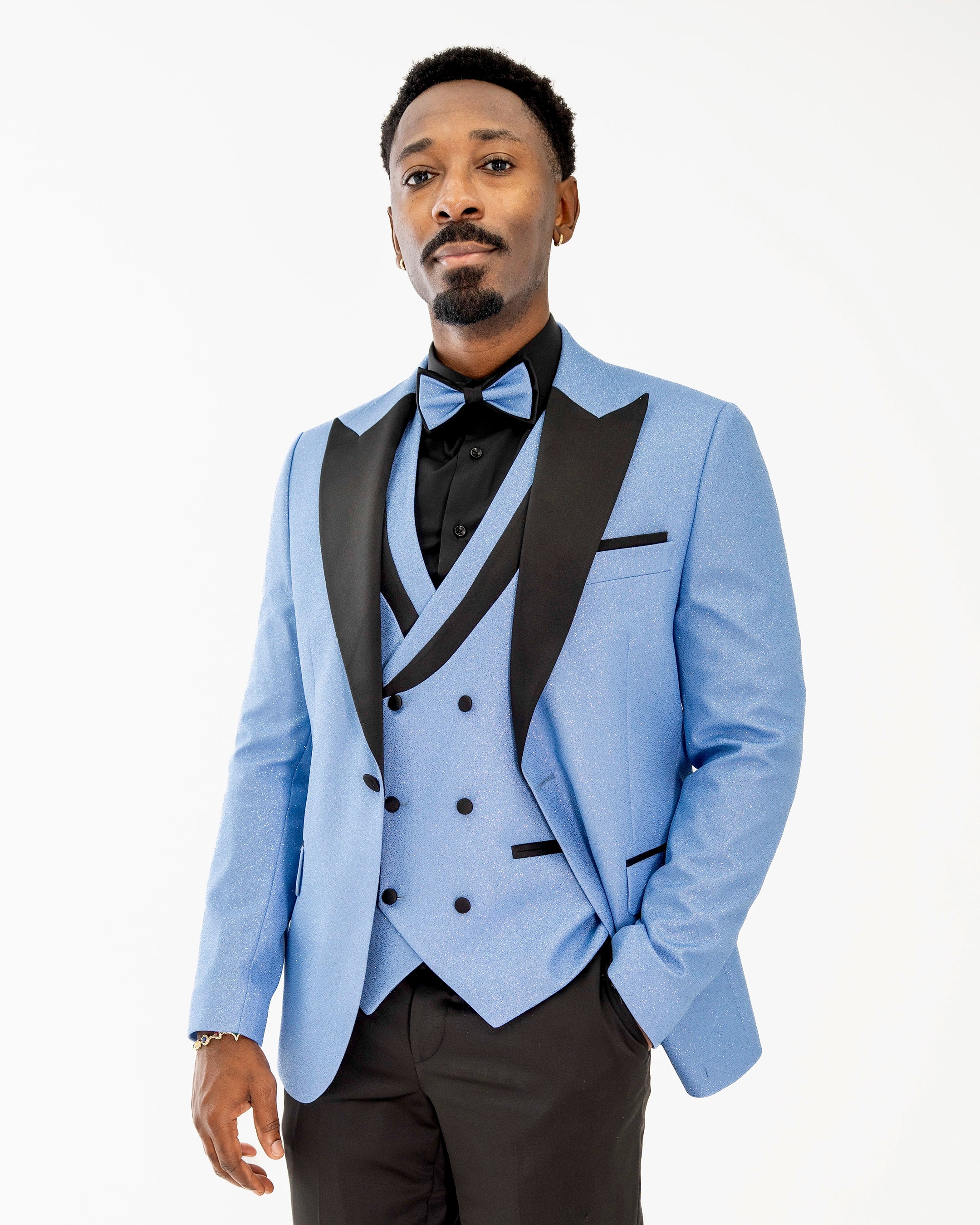 Dante | Ice Blue Glitter 3-Piece Tailored-Fit Tuxedo