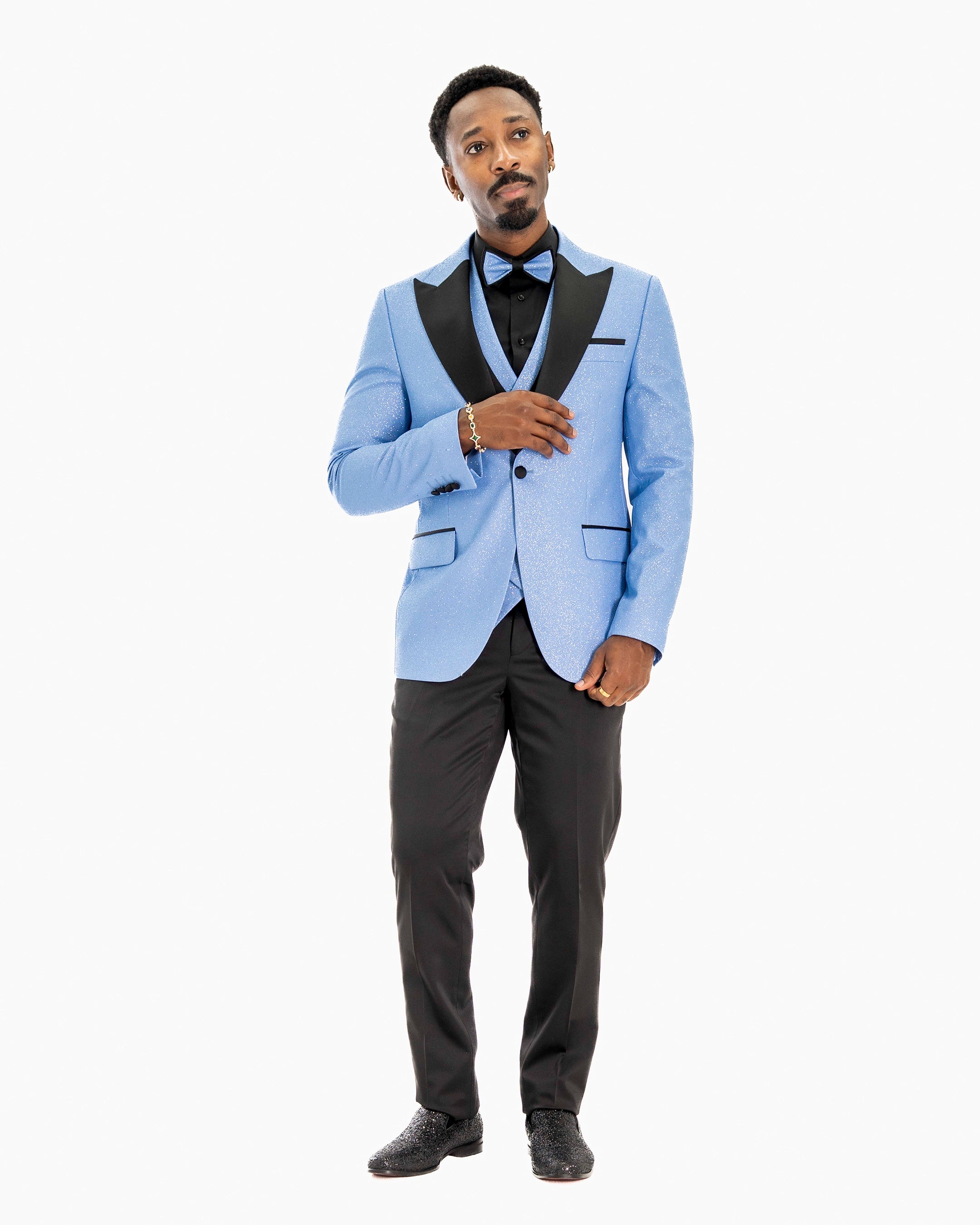 Dante | Ice Blue Glitter 3-Piece Tailored-Fit Tuxedo