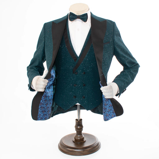 Dante | Teal Glitter 3-Piece Tailored-Fit Tuxedo