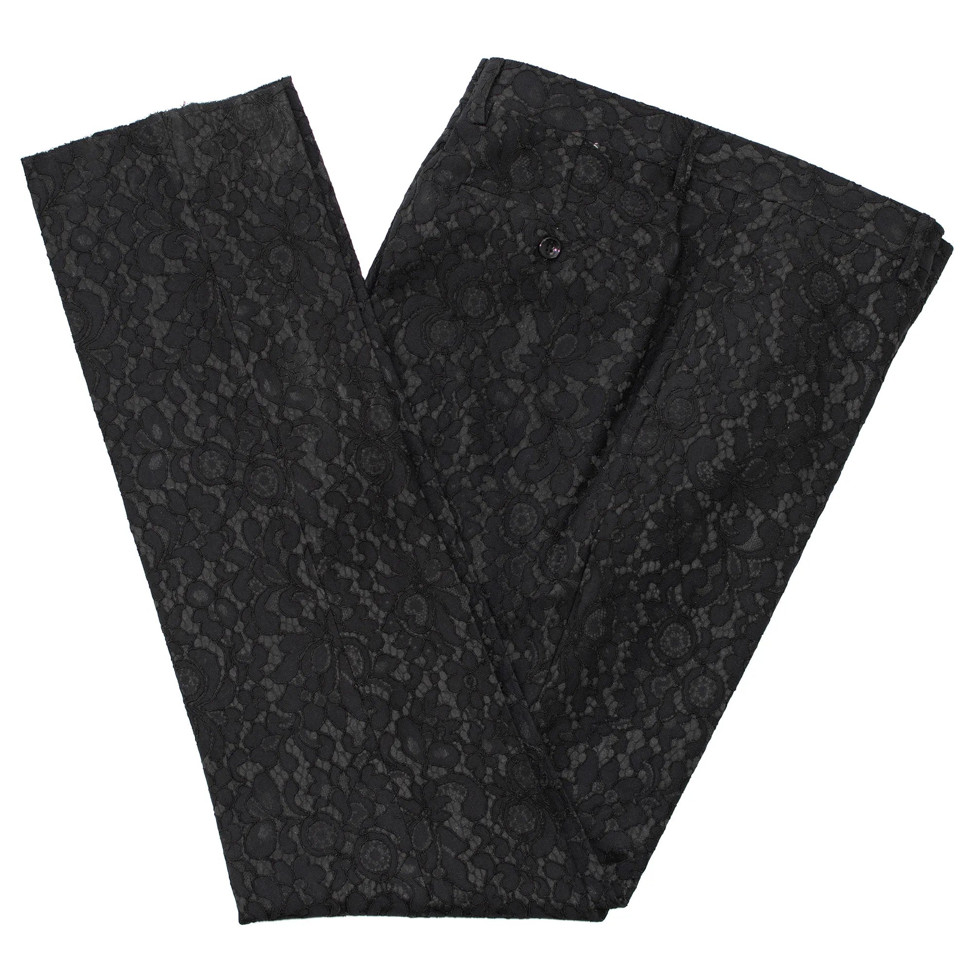 Black Embroidered Floral 2-Piece Suit With Shawl Lapels