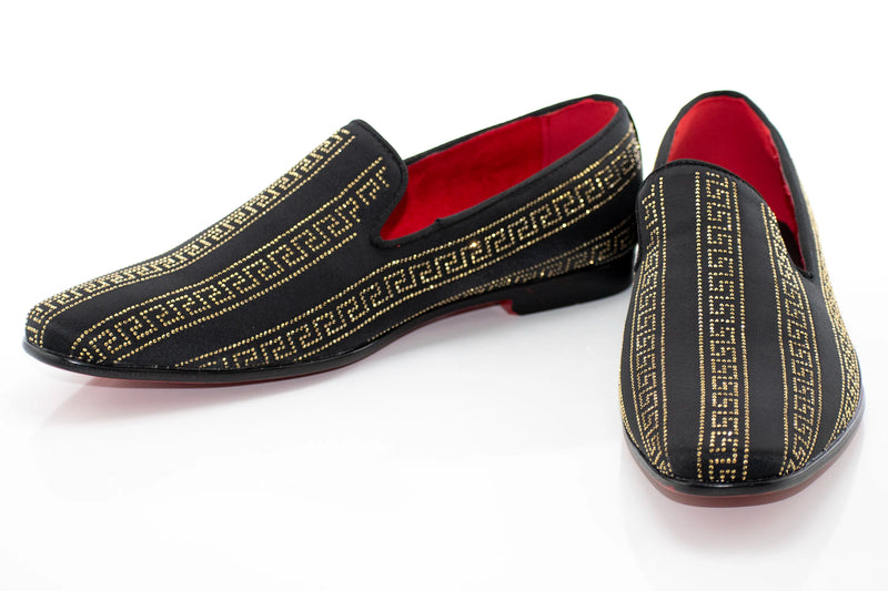 Men's Gold And Black Grecian Rhinestone Dress Loafer