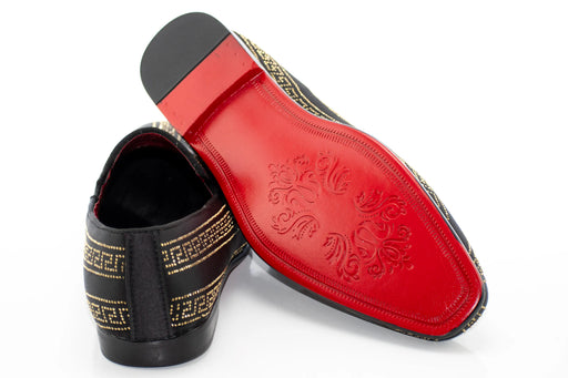 Men's Gold And Black Grecian Rhinestone Dress Loafer