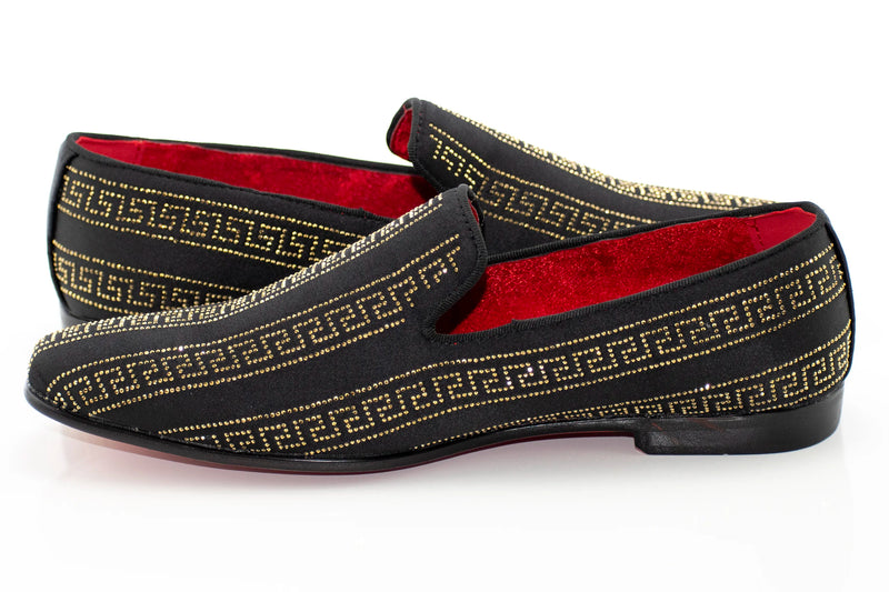 Men's Gold And Black Grecian Rhinestone Dress Loafer