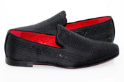 Men's Black And Red Grecian Rhinestone Dress Loafer