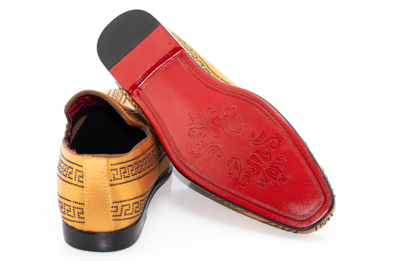 Men's Gold And Black Grecian Rhinestone Dress Loafer
