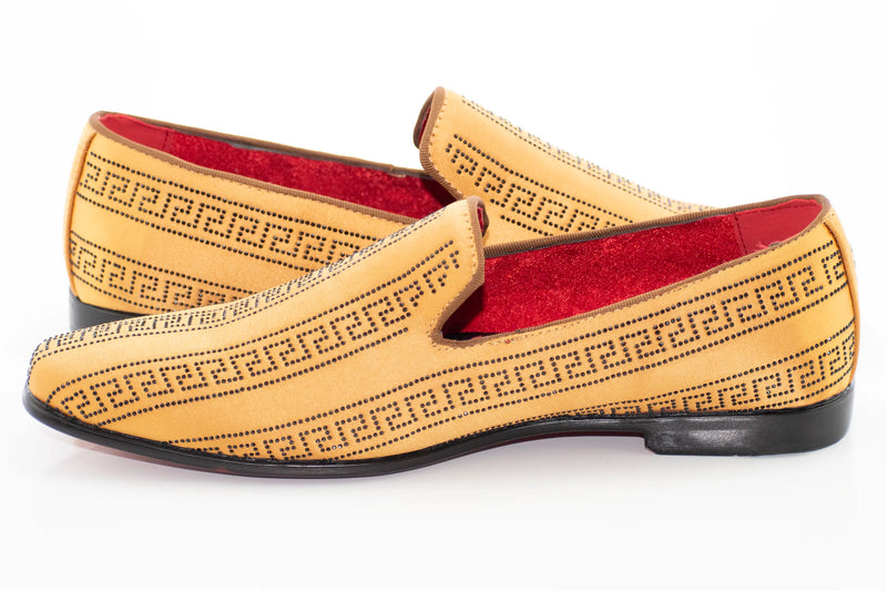 Men's Gold And Black Grecian Rhinestone Dress Loafer