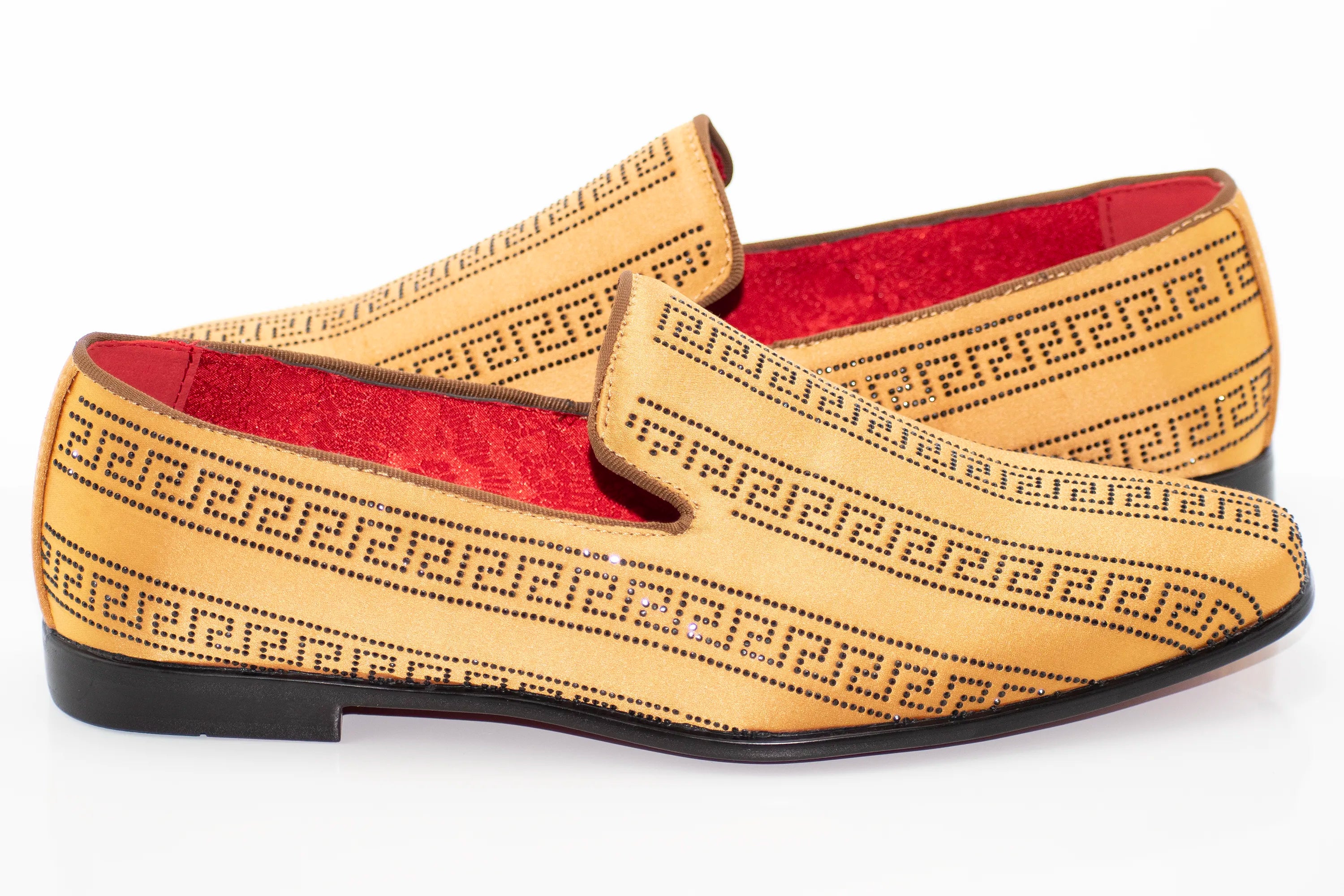 Men's Gold And Black Grecian Rhinestone Dress Loafer