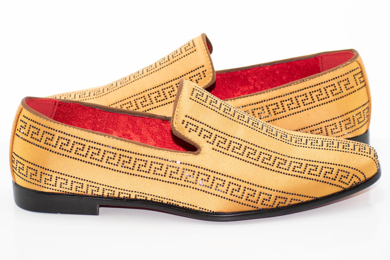 Men's Gold And Black Grecian Rhinestone Dress Loafer