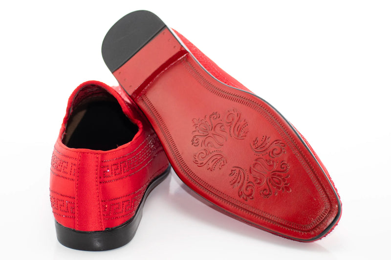 Men's Red Grecian Rhinestone Dress Loafer