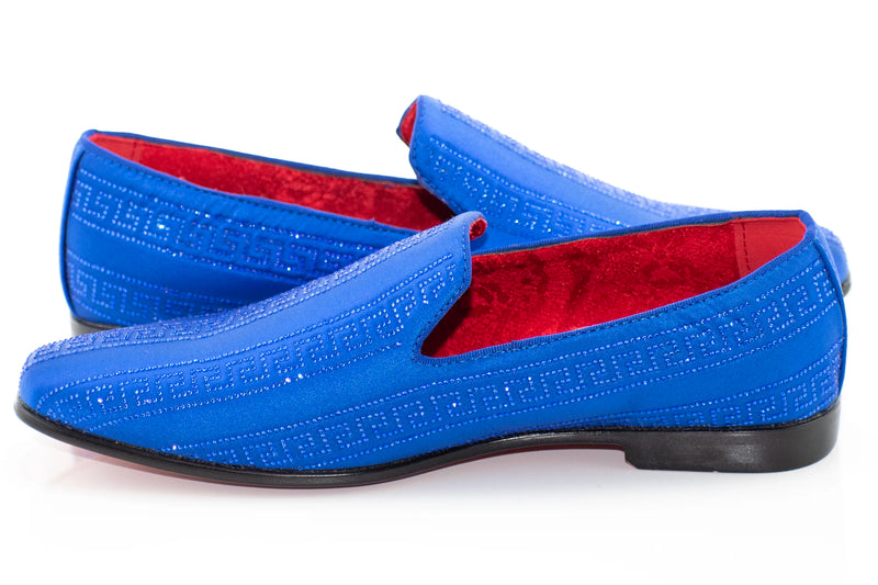 Men's Blue Grecian Rhinestone Dress Loafer