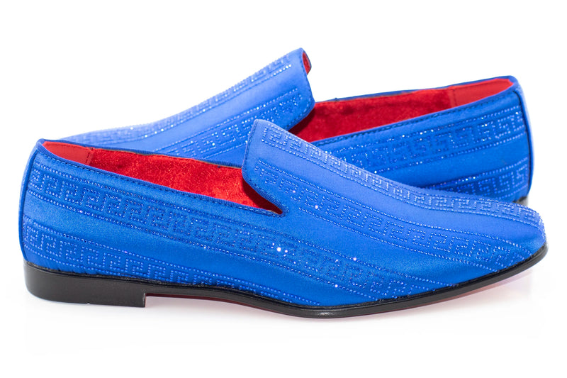 Men's Blue Grecian Rhinestone Dress Loafer