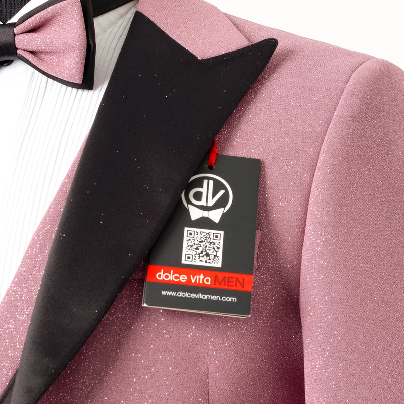 Dante | Dusty Rose Glitter 3-Piece Tailored-Fit Tuxedo