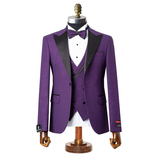 Dante | Dark Purple Glitter 3-Piece Tailored-Fit Tuxedo