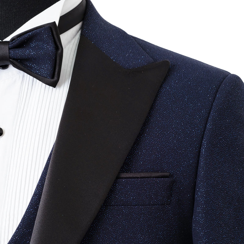 Dante | Navy Blue Glitter 3-Piece Tailored-Fit Tuxedo