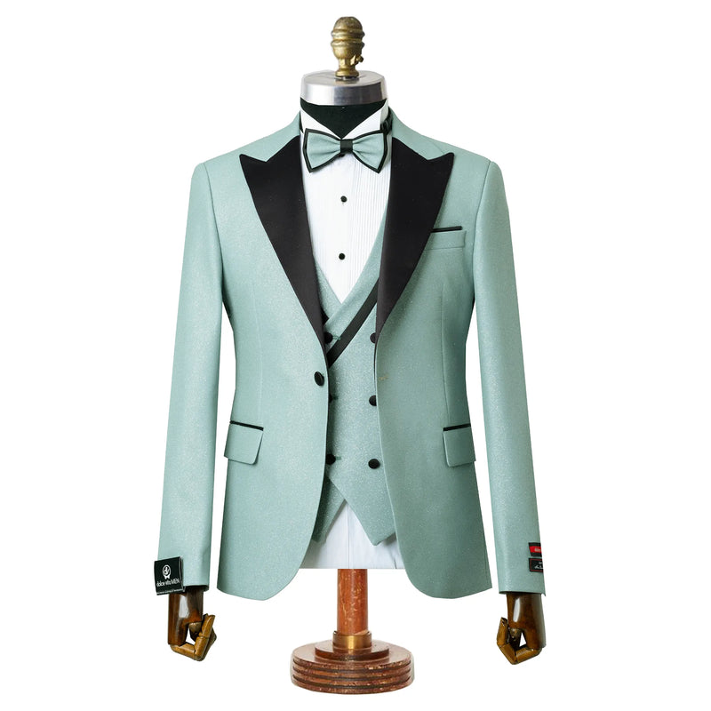 Dante | Mint Glitter 3-Piece Tailored-Fit Tuxedo