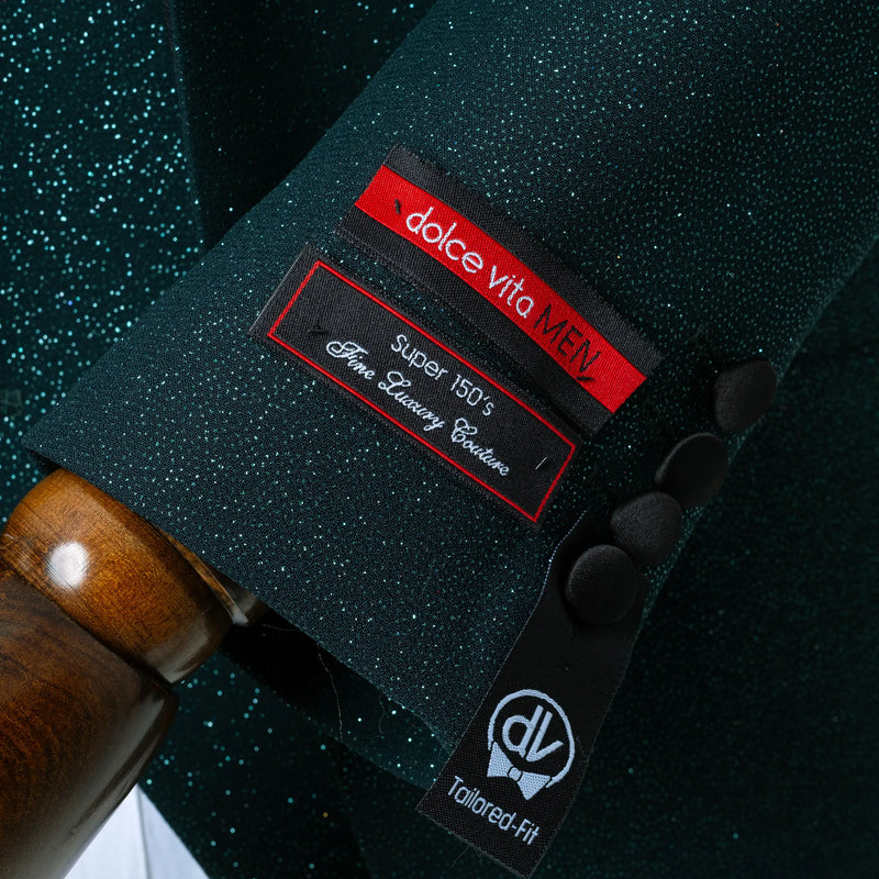 Dante | Forest Green Glitter 3-Piece Tailored-Fit Tuxedo