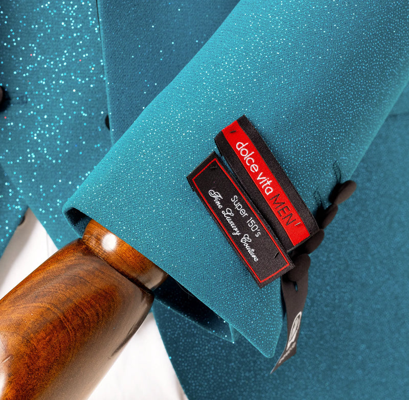 Dante | Turquoise Glitter 3-Piece Tailored-Fit Tuxedo