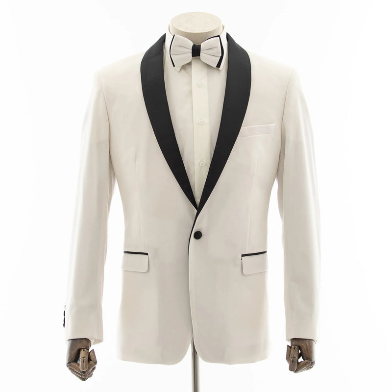 Off White Velvet Slim-Fit Dinnet Jacket