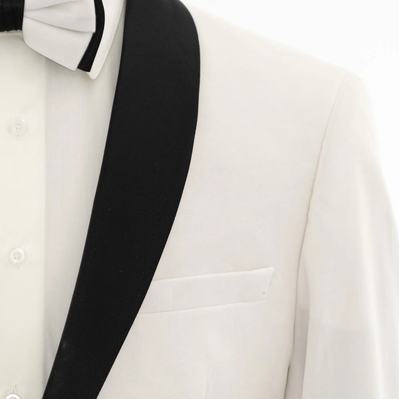 Off White Velvet Slim-Fit Dinnet Jacket