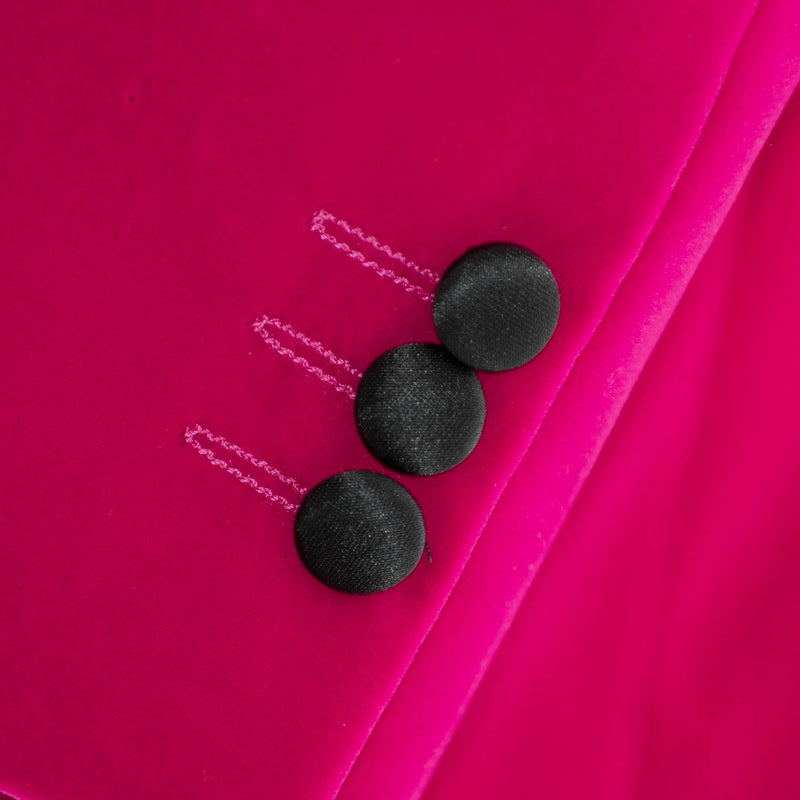 Fuchsia Velvet Jacket With Peak Lapels
