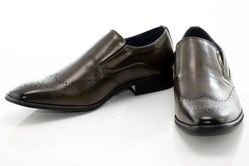 Olive Brogue Wingtip Slip-On Dress Loafer