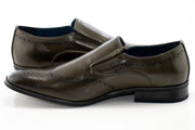 Olive Brogue Wingtip Slip-On Dress Loafer