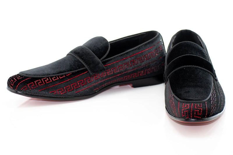 Black And Red Greek Key Venetian Loafer