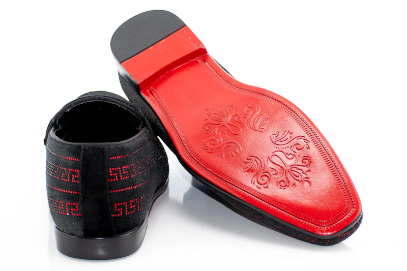 Black And Red Greek Key Venetian Loafer