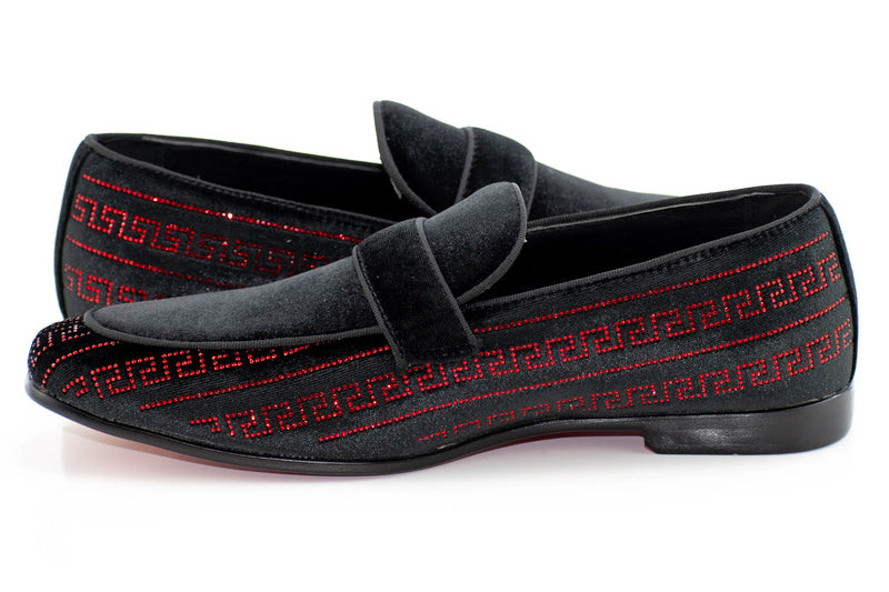 Black And Red Greek Key Venetian Loafer