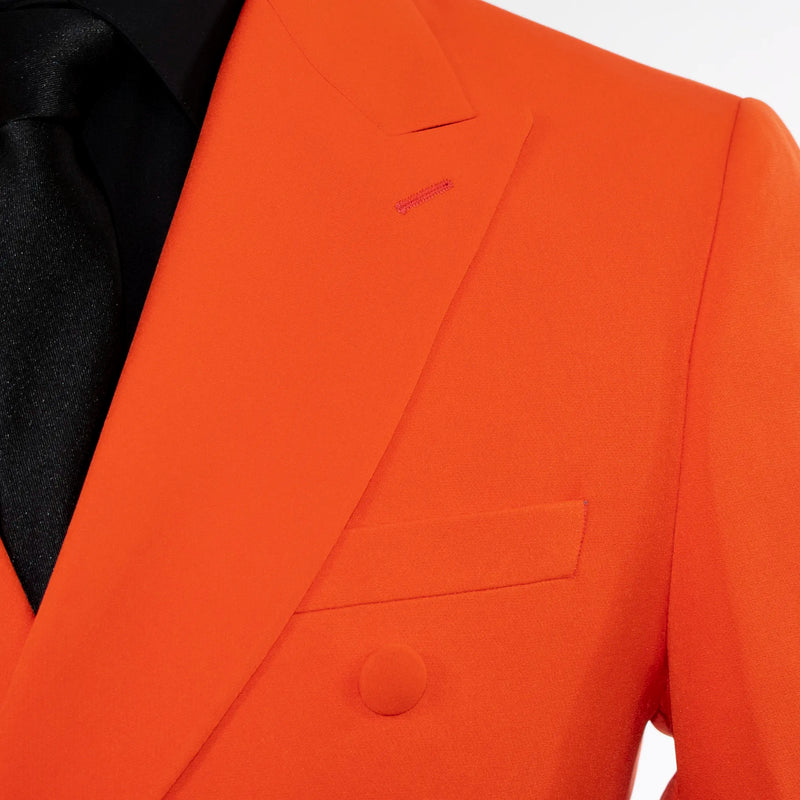 Amber & Black Double-Breasted 2-Piece Tailored-Fit Suit