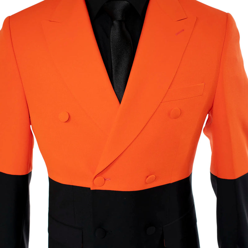 Amber & Black Double-Breasted 2-Piece Tailored-Fit Suit