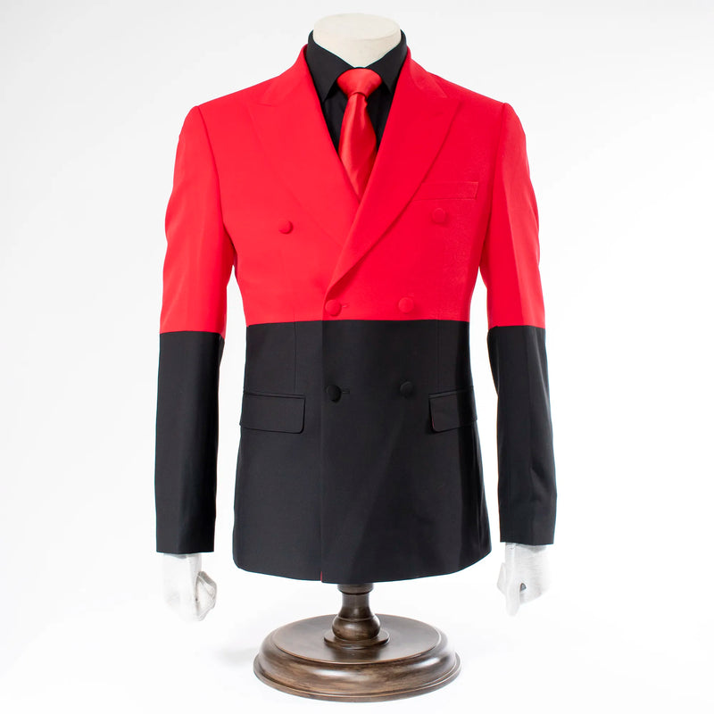 Red & Black Double-Breasted 2-Piece Tailored-Fit Suit