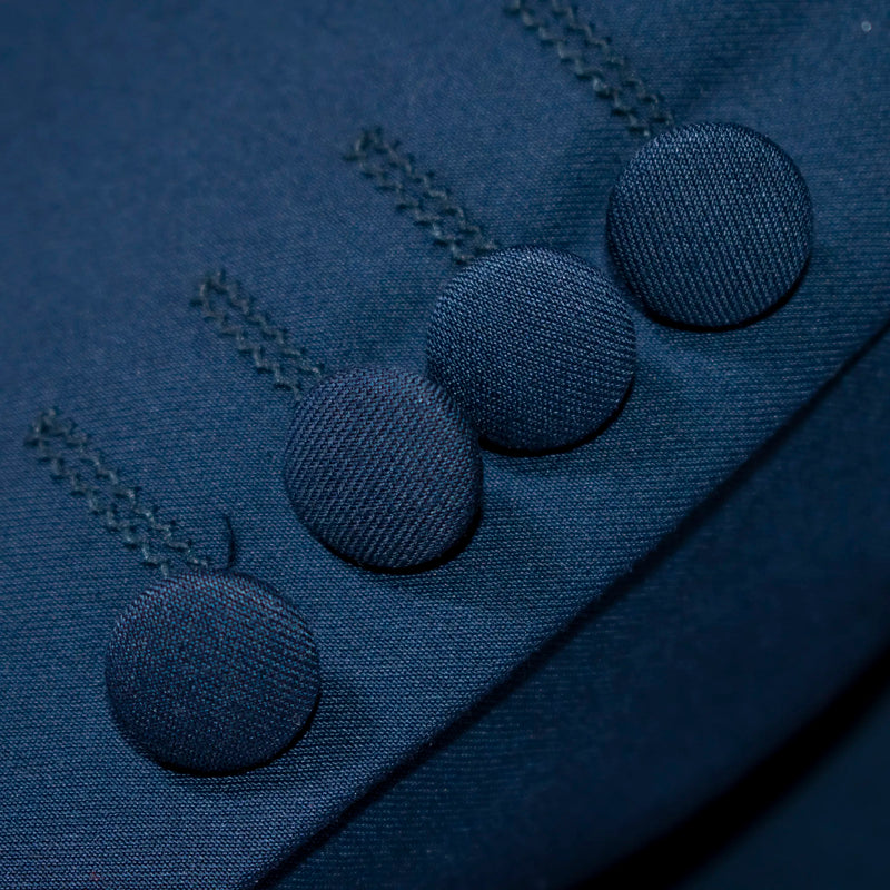 Light Salmon & Navy Double-Breasted 2-Piece Tailored-Fit Suit