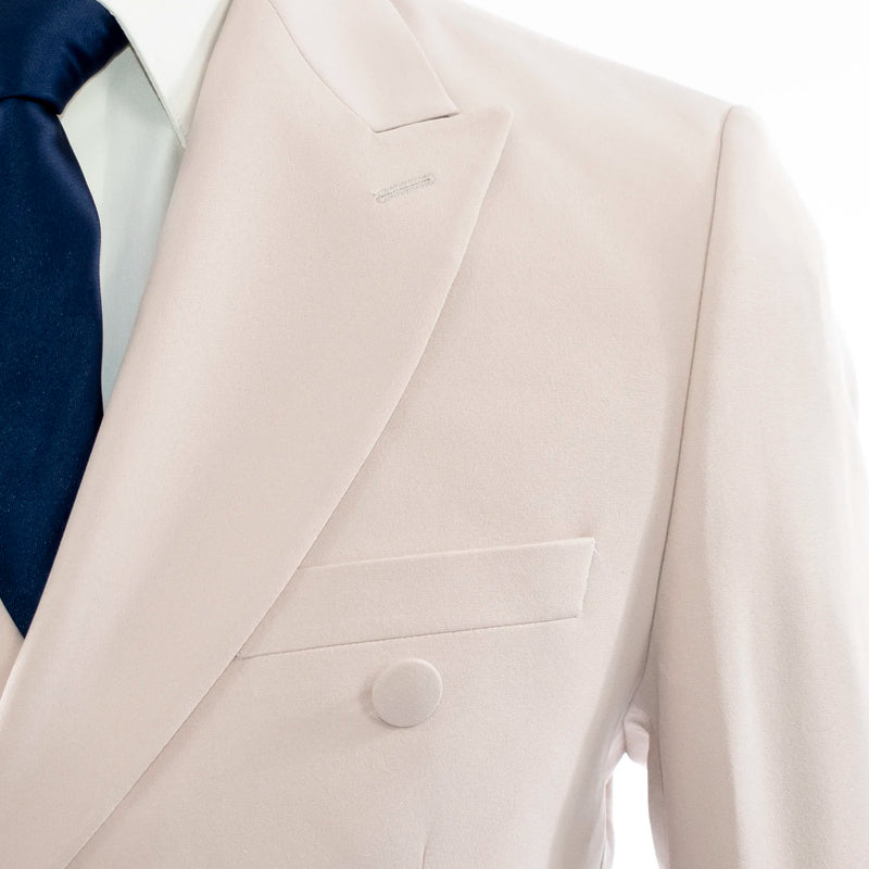 Light Salmon & Navy Double-Breasted 2-Piece Tailored-Fit Suit