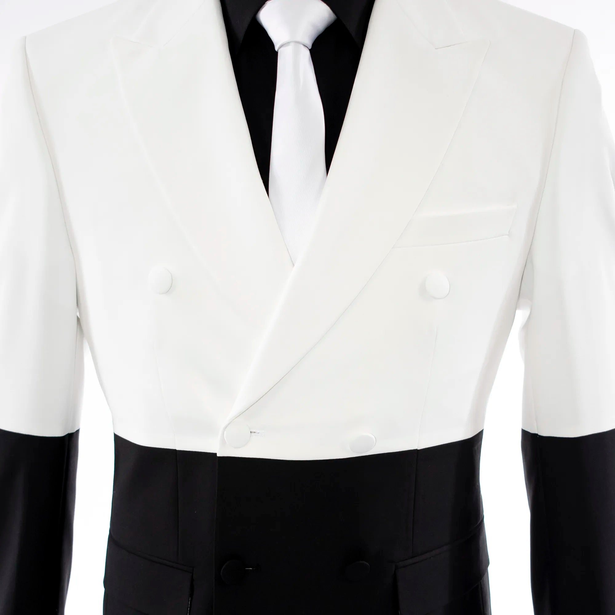 White & Black Double-Breasted 2-Piece Tailored-Fit Suit