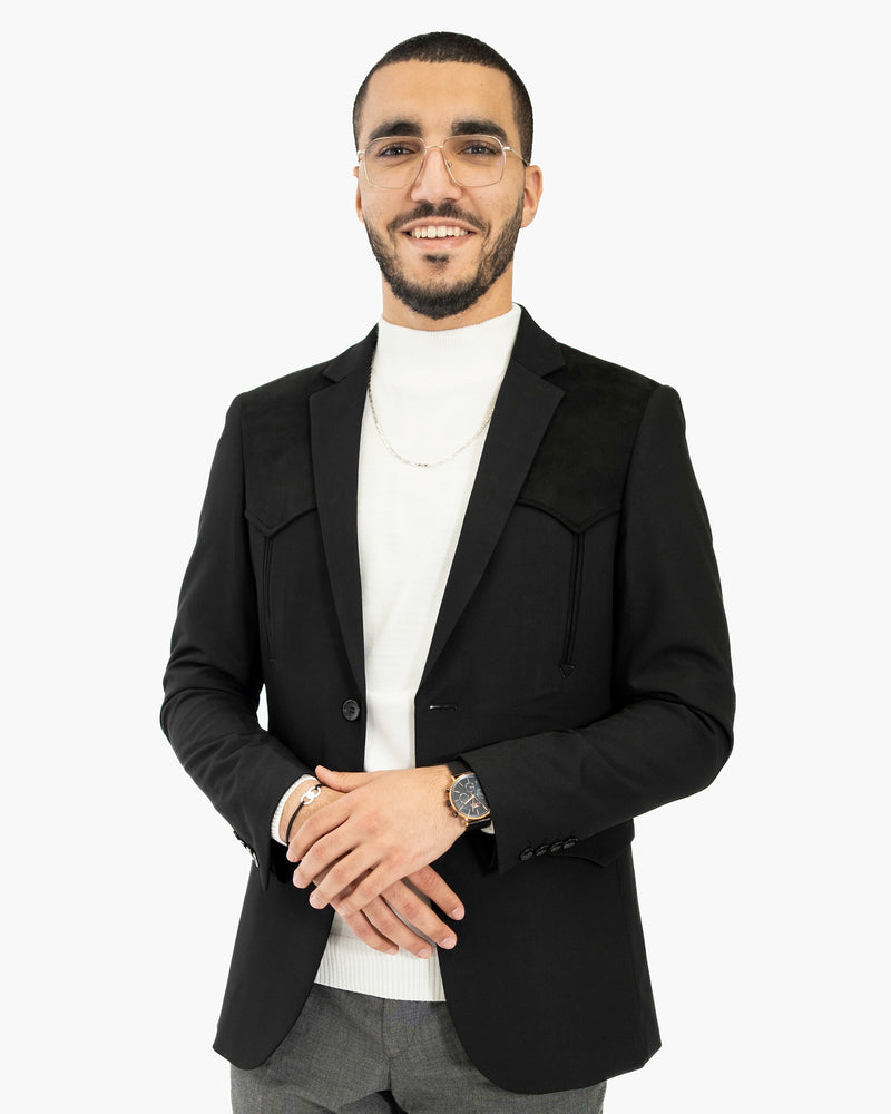 Western Modern-Fit Sport Coat with Suede Yokes