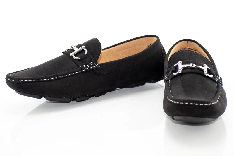 Black Suede Horsebit Driving Loafer