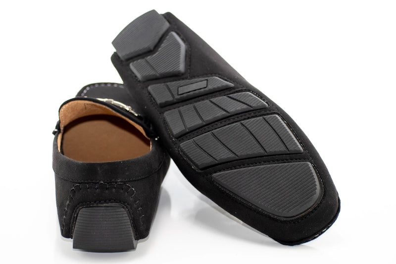 Black Suede Horsebit Driving Loafer