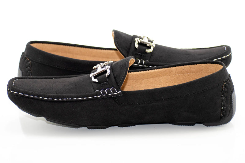 Black Suede Horsebit Driving Loafer